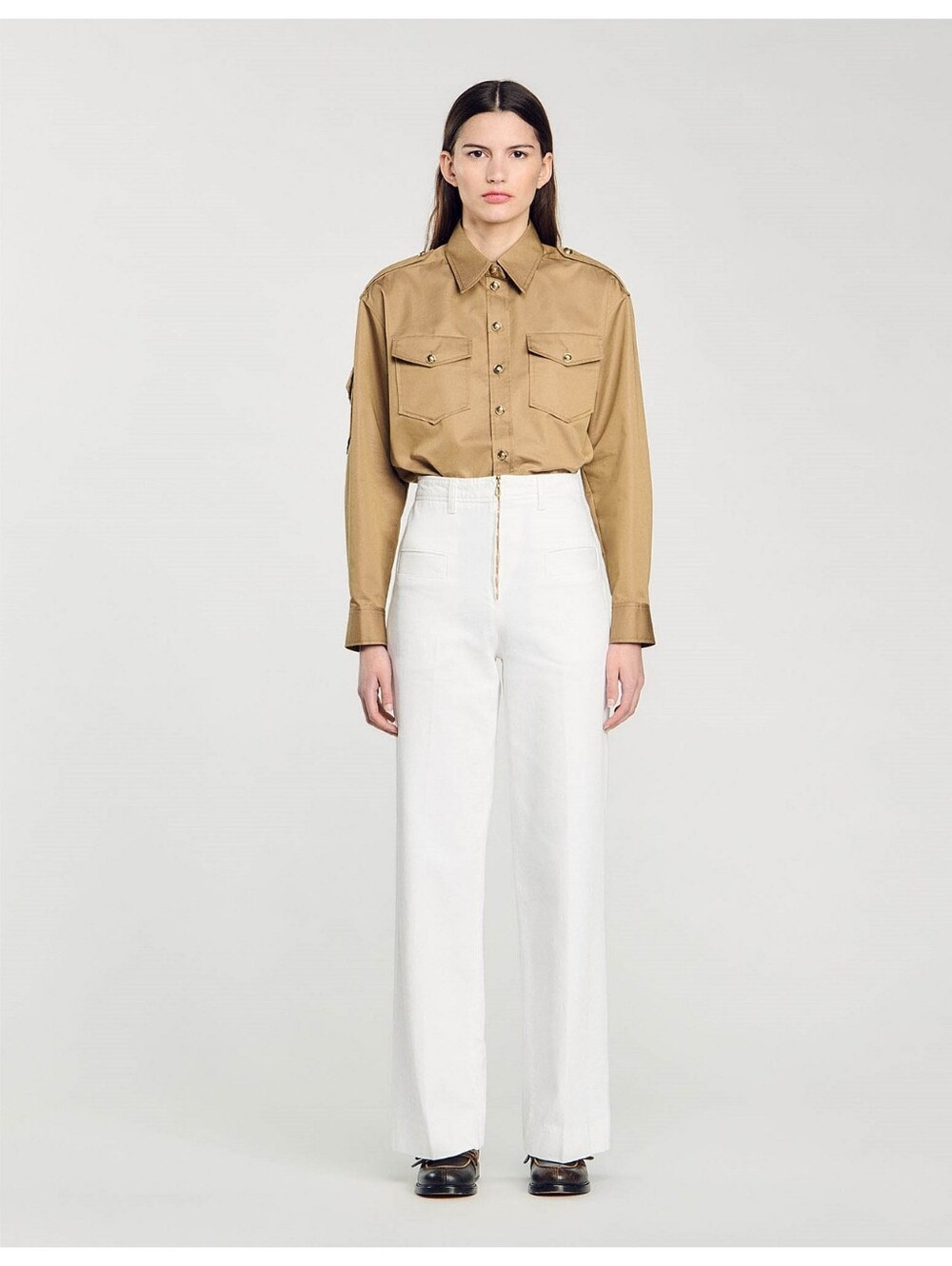 Sandro Bari Wide Leg Jeans White